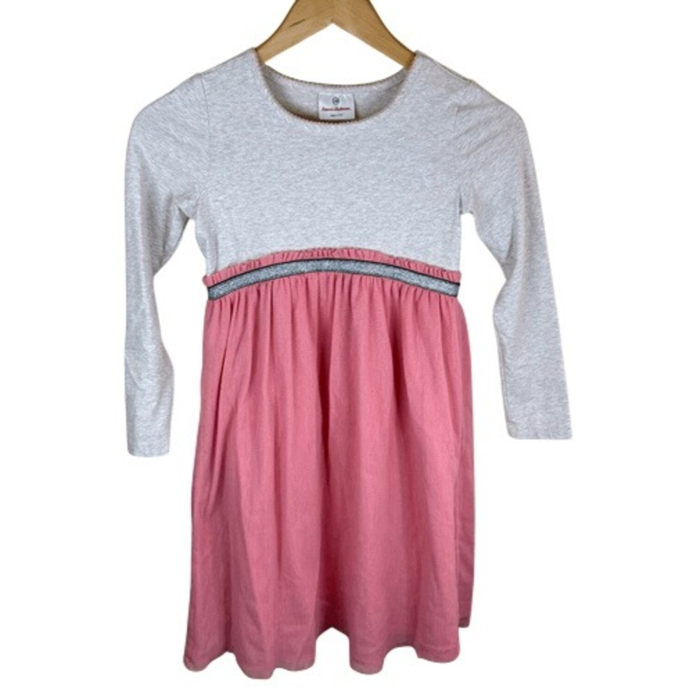 Hanna Andersson Girls Sparkly Grey and‎ Pink Lined Dress Size 130CM or US 8